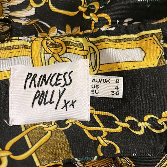 Princess Polly Novah Crop Top Handkerchief Black Gold Chain Floral Festival-4 - Picture 7 of 8